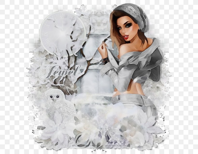 White Lady Sleeve Dress, PNG, 640x640px, Watercolor, Dress, Lady, Paint, Sleeve Download Free