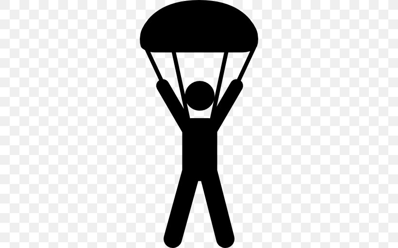 Parachuting Parachute Clip Art, PNG, 512x512px, Parachuting, Black, Black And White, Chair, Human Behavior Download Free