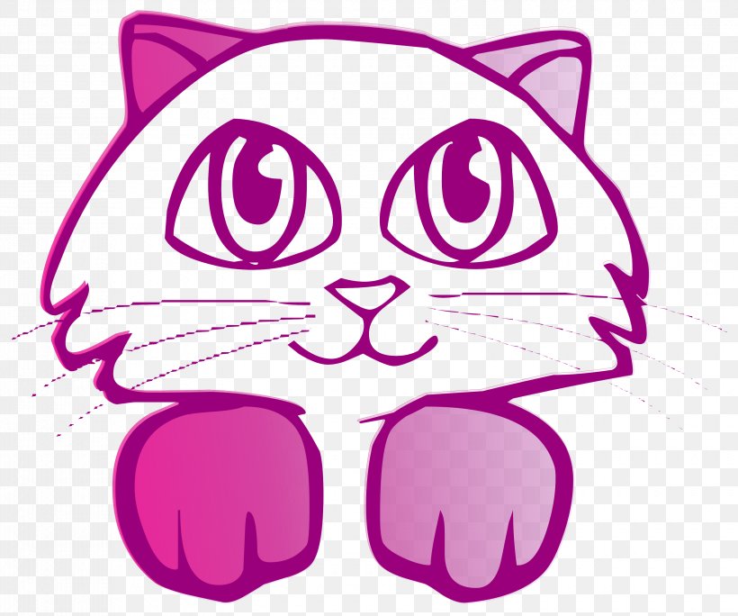 Pink Cat Kitten Clip Art, PNG, 3300x2755px, Watercolor, Cartoon, Flower, Frame, Heart Download Free