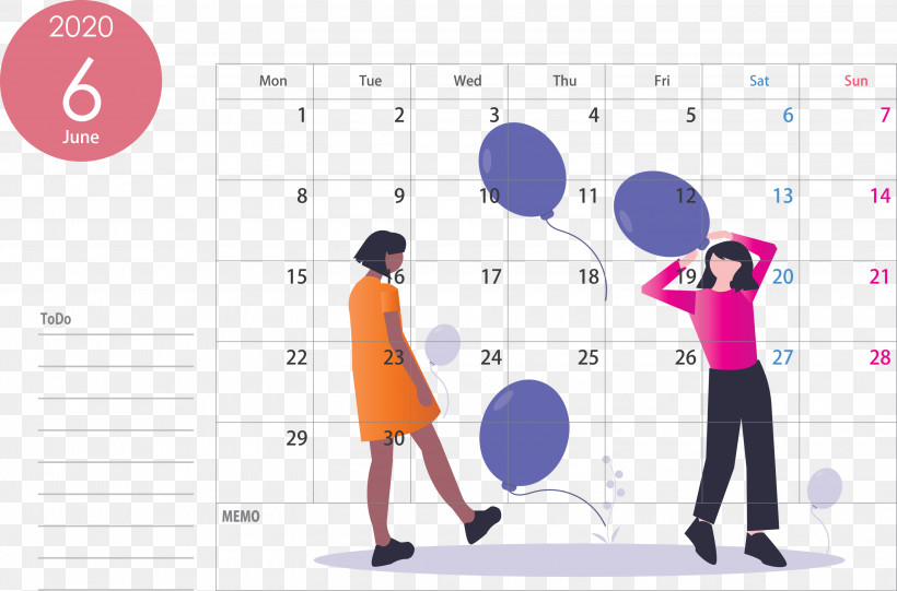 June 2020 Calendar 2020 Calendar, PNG, 3000x1982px, 2020 Calendar, June 2020 Calendar, Animation, Diagram, Line Download Free
