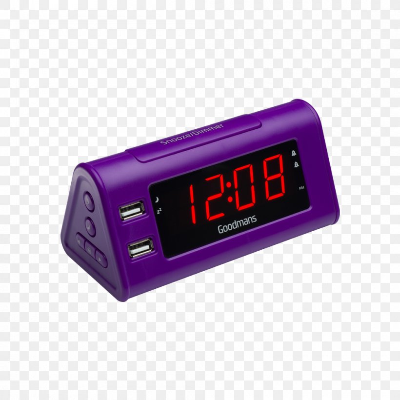 Purple Alarm Clocks FM Radio Alarm Clock Sangean AUX RCR-9, PNG, 1000x1000px, Purple, Alarm Clocks, Alarm Device, Clock, Color Download Free