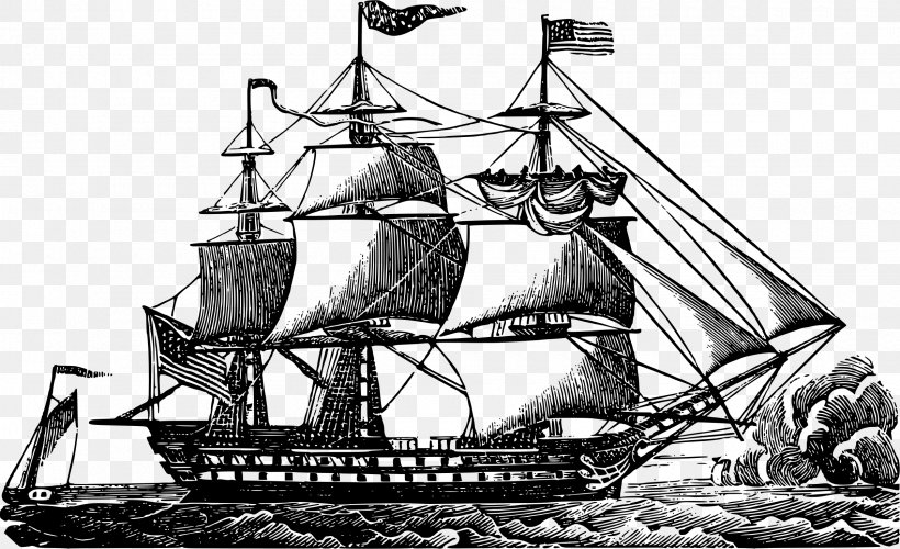 Sailing Ship Clip Art, PNG, 2400x1464px, Sailing Ship, Baltimore Clipper, Barque, Barquentine, Black And White Download Free