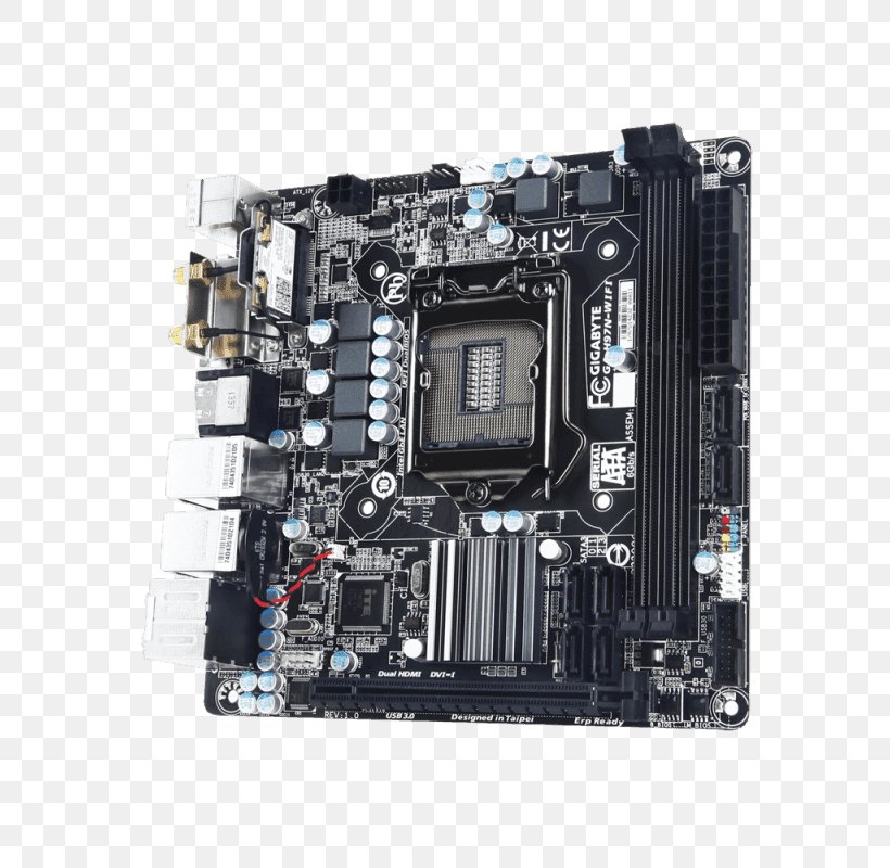 Intel LGA 1150 Motherboard GIGABYTE GA-H97N-WIFI Gigabyte Technology, PNG, 800x800px, Intel, Computer Component, Computer Cooling, Computer Hardware, Cpu Download Free