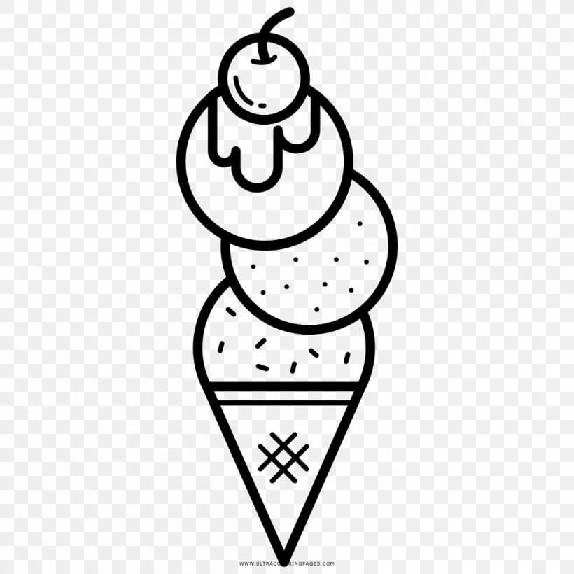 Ice Cream Cones Sundae Drawing Coloring Book, PNG, 1000x1000px, Ice ...