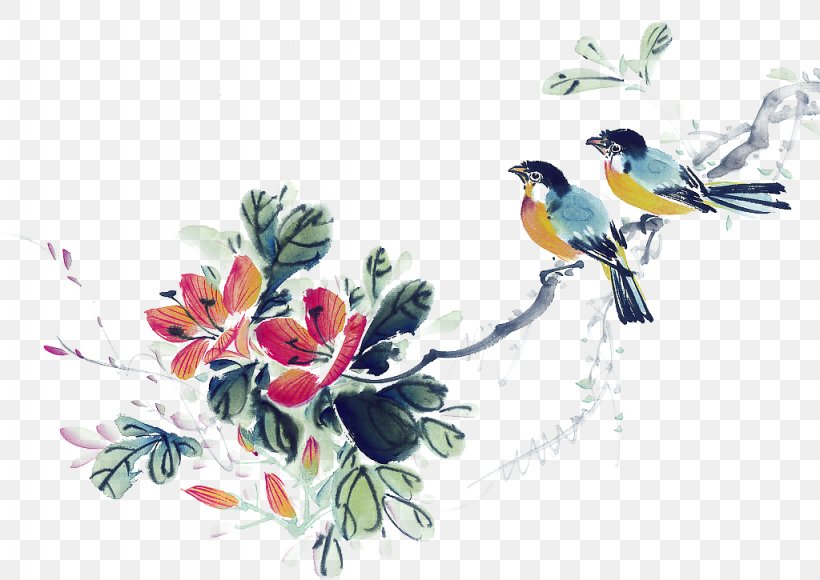 U5199u610fu753b Ink Wash Painting Chinese Painting Bird-and-flower Painting, PNG, 1024x725px, Ink Wash Painting, Art, Beak, Bird, Birdandflower Painting Download Free
