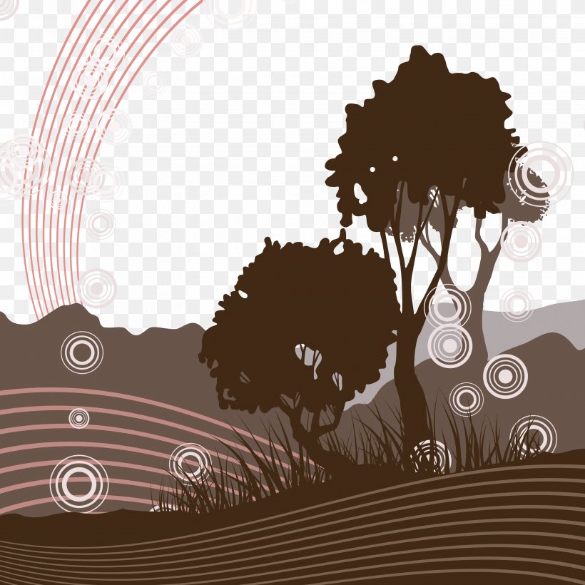 Tree Drawing Silhouette Illustration, PNG, 3315x3315px, Tree, Art, Drawing, Floral Design, Flower Download Free
