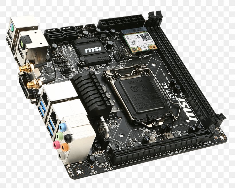 Mini-ITX LGA 1150 Motherboard MSI Z87I, PNG, 1000x800px, Miniitx, Atx, Circuit Component, Computer Component, Computer Cooling Download Free