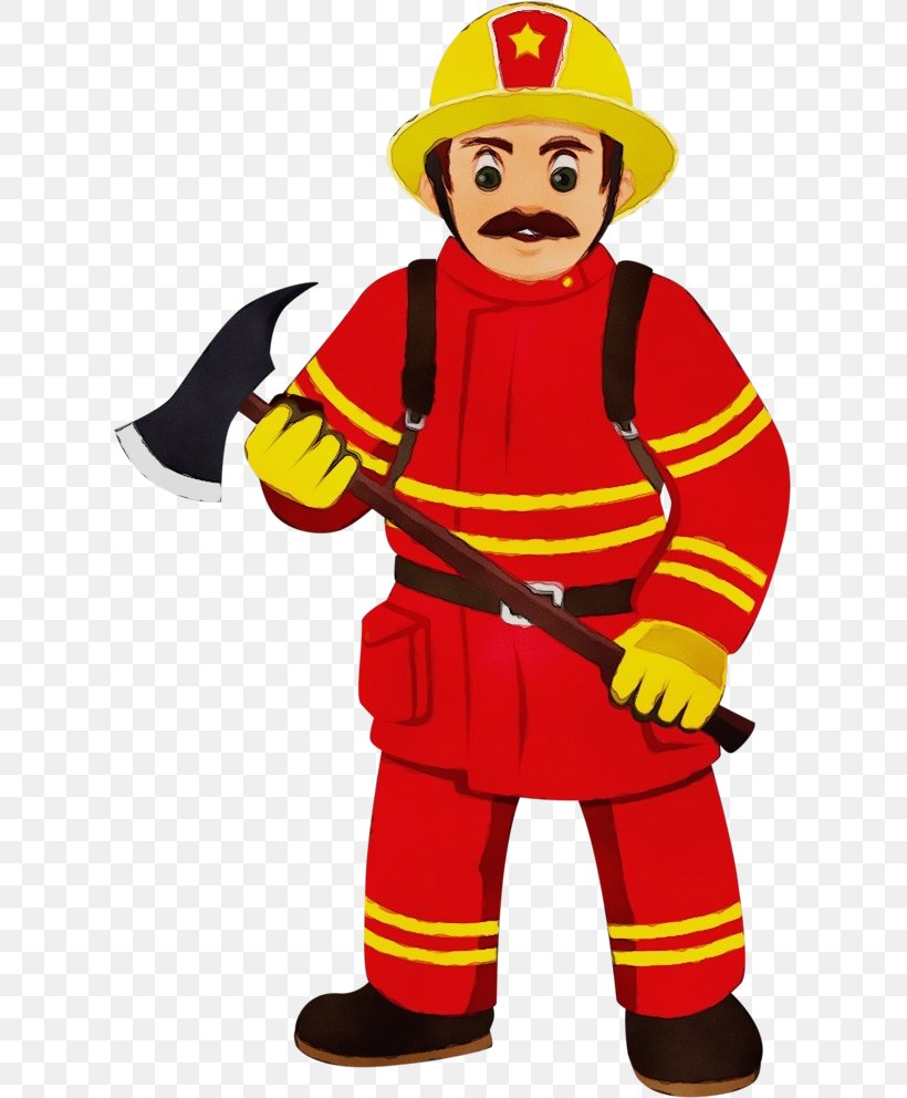 Firefighter, PNG, 613x992px, Watercolor, Cartoon, Construction Worker, Costume, Fictional Character Download Free