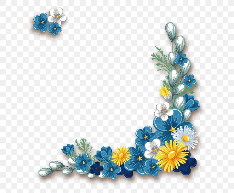 Flower Border, PNG, 669x674px, Flower, Blue, Cut Flowers, Floral Design, Petal Download Free