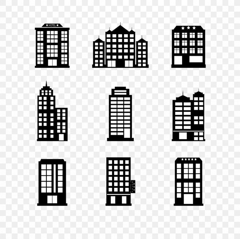 Hotel Silhouette Building, PNG, 2362x2362px, Hotel, Apartment, Area, Black, Black And White Download Free