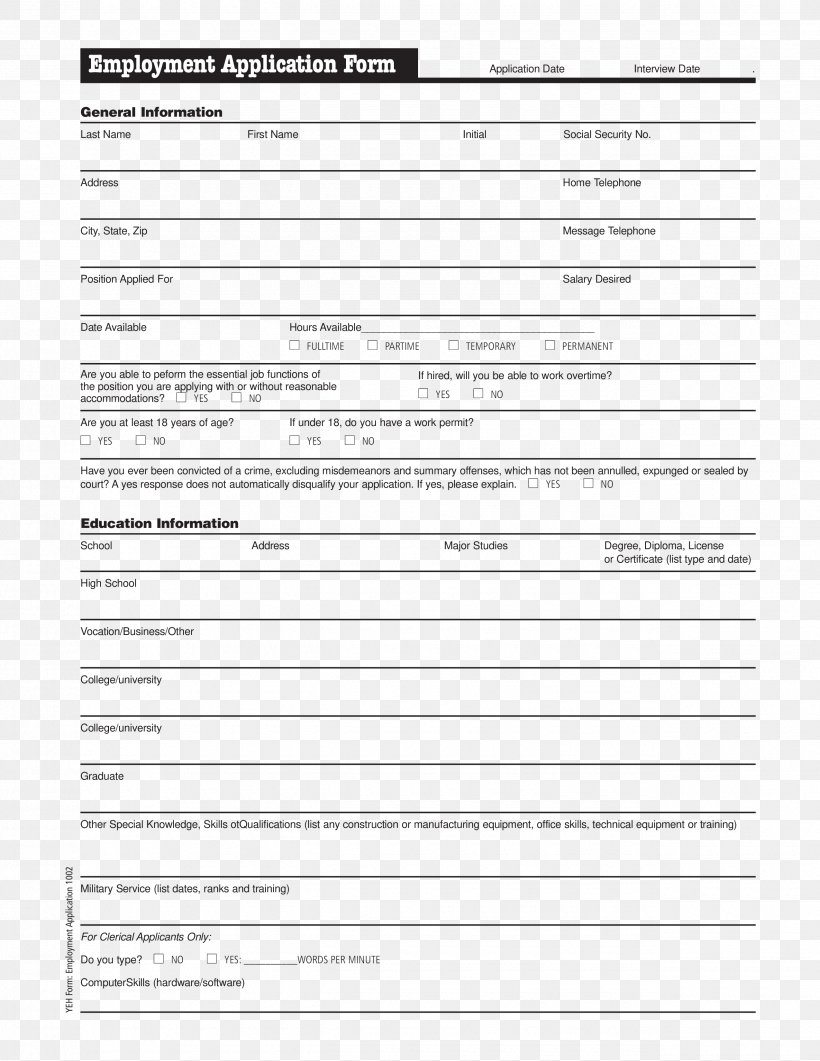Application For Employment Template Job Résumé, PNG, 2550x3300px, Watercolor, Cartoon, Flower, Frame, Heart Download Free