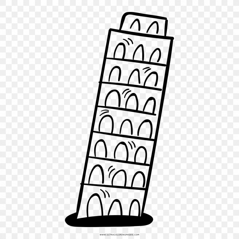 Leaning Tower Of Pisa Drawing Coloring Book, PNG, 1000x1000px, Leaning Tower Of Pisa, Area, Black, Black And White, Coloring Book Download Free