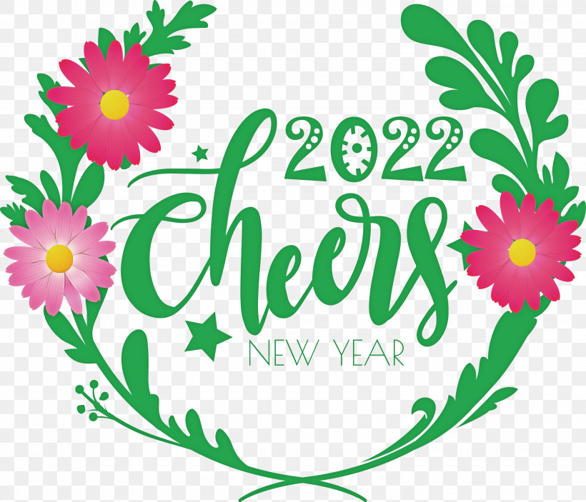 2022 Cheers 2022 Happy New Year Happy 2022 New Year, PNG, 3000x2575px, Floral Design, Cut Flowers, Flower, Green, Happiness Download Free