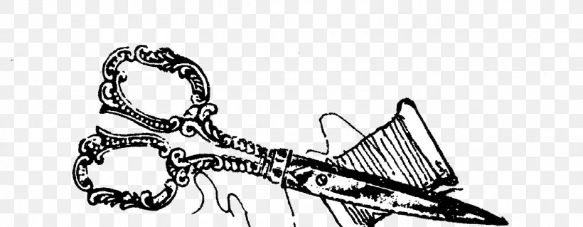 Borders And Frames Thread Scissors Yarn Clip Art, PNG, 1600x624px, Borders And Frames, Black And White, Bobbin, Cold Weapon, Drawing Download Free