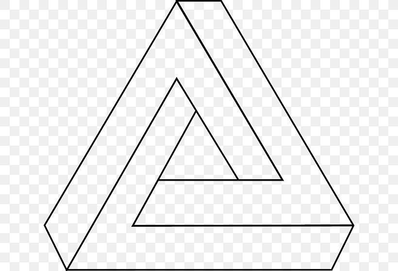 Penrose Triangle Geometry, PNG, 640x558px, Penrose Triangle, Area, Black, Black And White, Cube Download Free