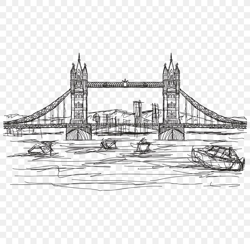 Statue Of Liberty Tower Bridge Drawing Illustration, PNG, 800x800px, Statue Of Liberty, Architecture, Artwork, Black And White, Drawing Download Free