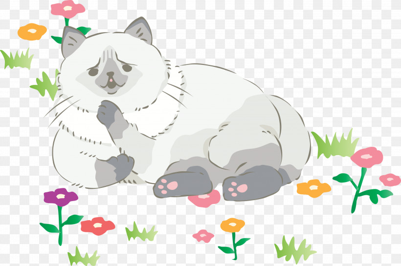 Cat Cartoon Small To Medium-sized Cats Grass Plant, PNG, 2999x1994px, Cat, Cartoon, Grass, Lawn, Meadow Download Free