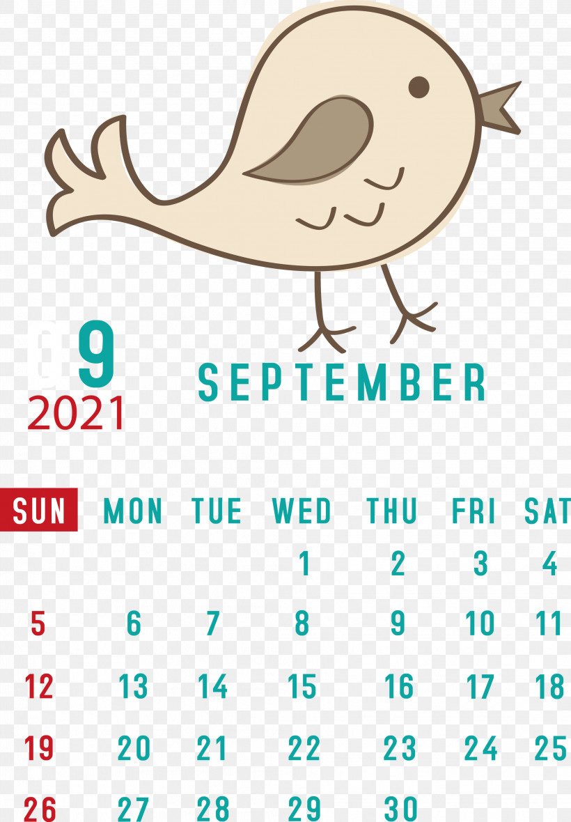 September 2021 Printable Calendar September 2021 Calendar, PNG, 2083x3000px, September 2021 Printable Calendar, Beak, Behavior, Cartoon, Diagram Download Free