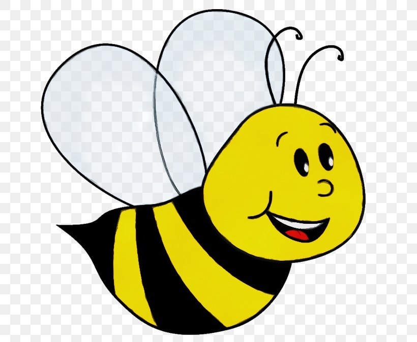 Yellow Facial Expression Cartoon Smile Insect, PNG, 700x674px, Watercolor, Bee, Cartoon, Facial Expression, Honeybee Download Free