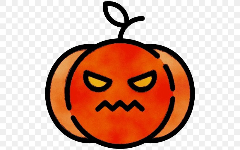 Cartoon Halloween Pumpkin, PNG, 512x512px, Watercolor, Calabaza, Cheek, Emoticon, Facial Expression Download Free