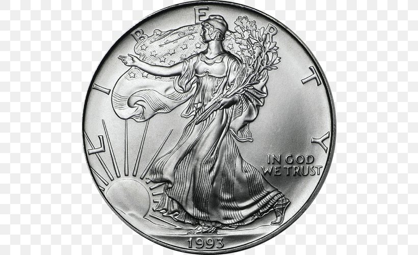 Coin West Point Mint United States American Silver Eagle, PNG, 500x500px, Coin, American Silver Eagle, Apmex, Black And White, Bullion Download Free