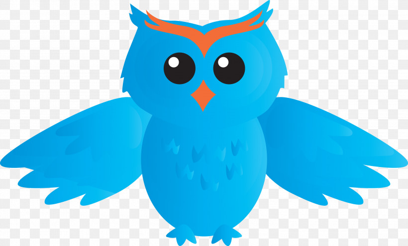 Owl Bird Blue Turquoise Cartoon, PNG, 3000x1812px, Watercolor Owl, Animation, Azure, Beak, Bird Download Free