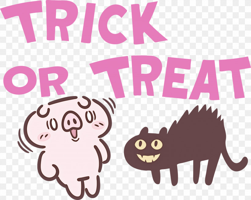 TRICK OR TREAT Halloween, PNG, 3000x2396px, Trick Or Treat, Cartoon, Cat, Drawing, Halloween Download Free