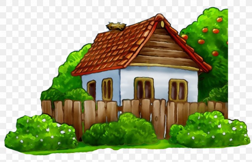 Green House Natural Landscape Cottage Home, PNG, 1280x824px, Watercolor, Building, Cottage, Green, Home Download Free