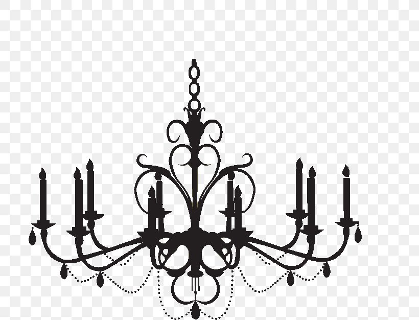 Chandelier Wall Decal Silhouette Clip Art, PNG, 723x626px, Chandelier, Black And White, Branch, Candle Holder, Ceiling Fixture Download Free