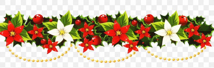 Christmas Poinsettia, PNG, 2541x813px, Garland, Christmas Day, Christmas Tree, Flower, Holly Download Free