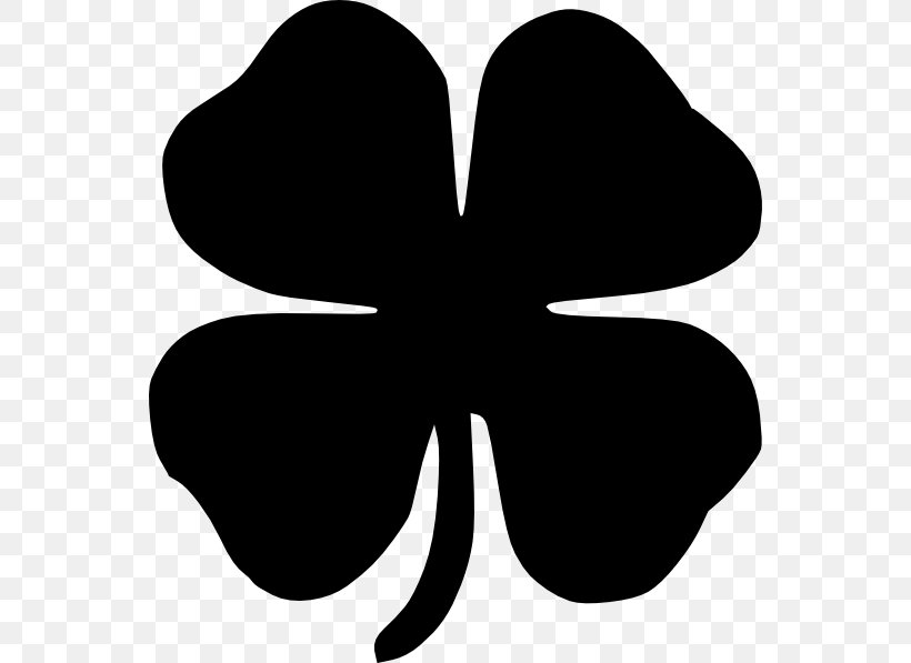 Clip Art Four-leaf Clover Image Symbol, PNG, 552x597px, Fourleaf Clover, Black And White, Blackandwhite, Clover, Drawing Download Free
