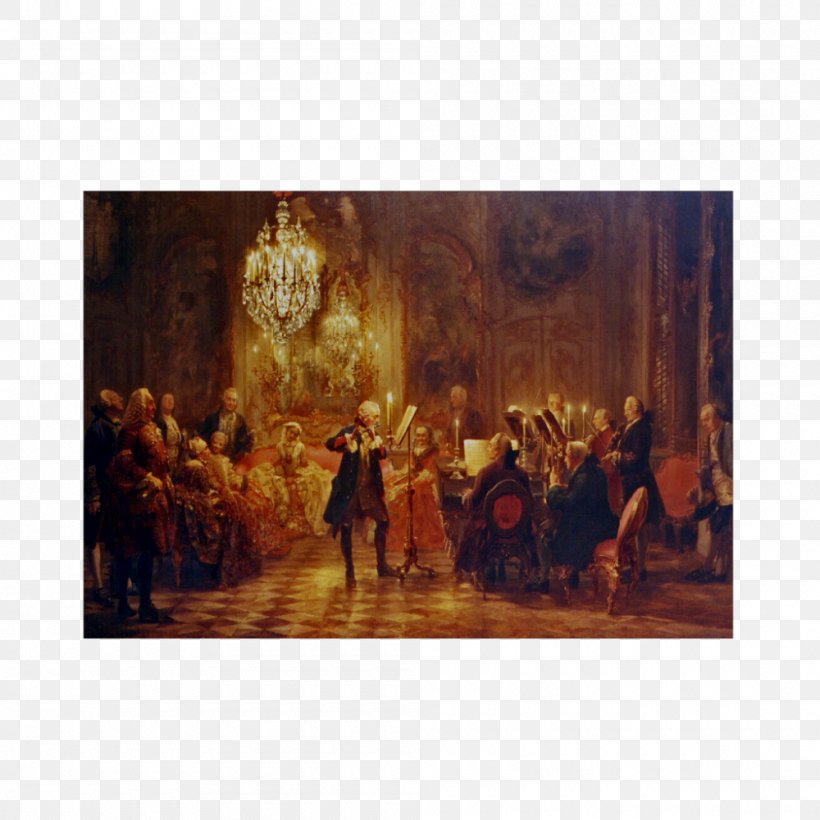 Concert For Flute With Frederick The Great In Sanssouci Flute Concerto Painting, PNG, 1000x1000px, Watercolor, Cartoon, Flower, Frame, Heart Download Free