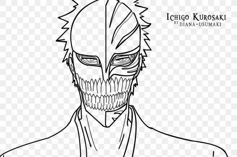 Ichigo Kurosaki Line Art Drawing Visored Sketch, PNG, 1024x682px ...