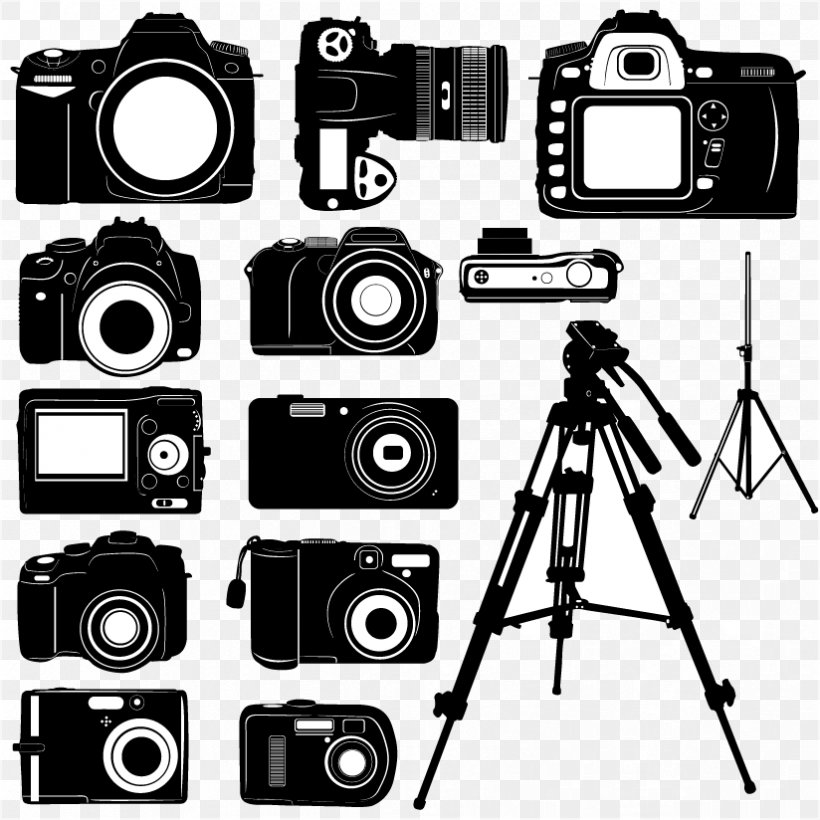 Digital Camera Silhouette, PNG, 824x824px, Camera, Black And White, Camera Accessory, Camera Lens, Cameras Optics Download Free
