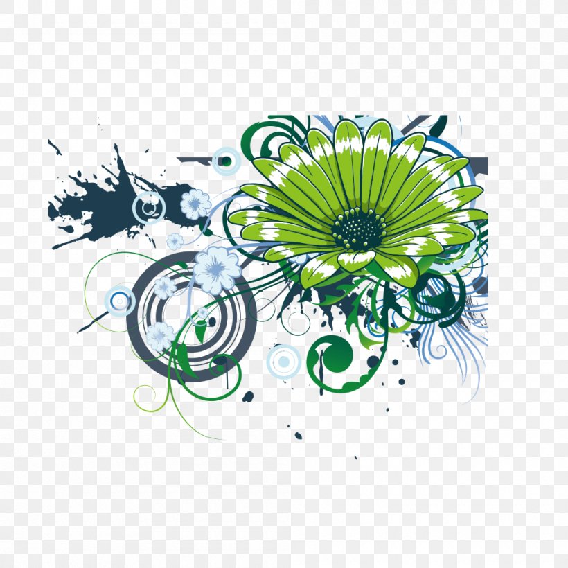 Green Flower Computer File, PNG, 1000x1000px, Green, Designer, Flora, Floral Design, Flower Download Free