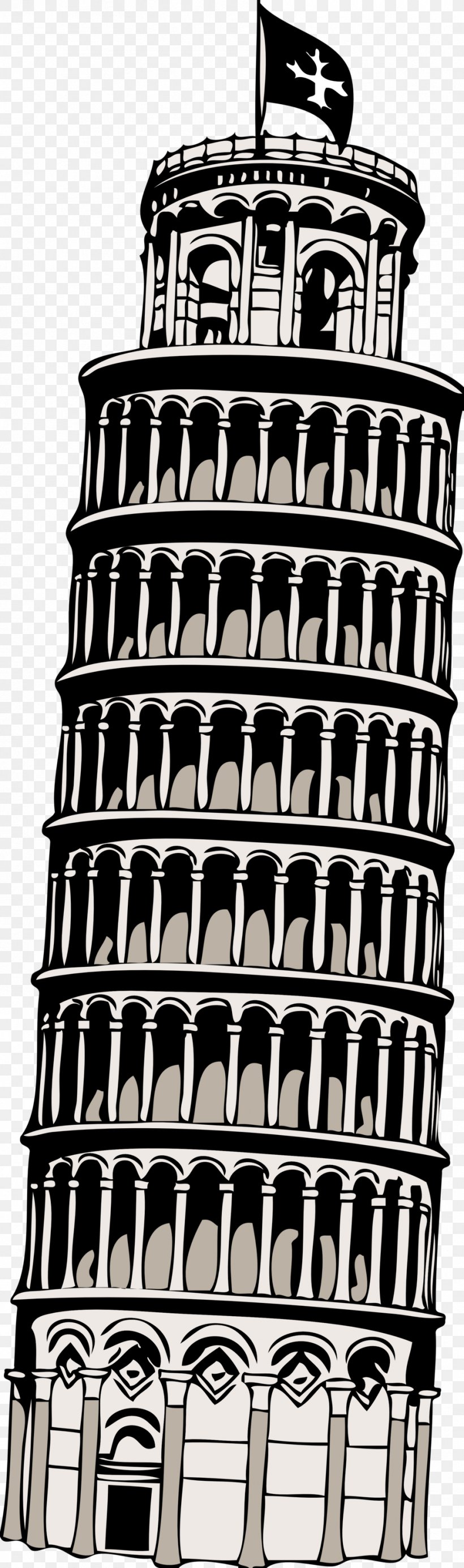 Leaning Tower Of Pisa Clip Art, PNG, 958x3237px, Leaning Tower Of Pisa, Bell Tower, Black And White, Building, Drawing Download Free
