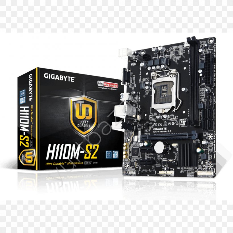 Intel LGA 1151 Gigabyte GA-H110M-S2 Motherboard Gigabyte Technology, PNG, 1000x1000px, Intel, Atx, Central Processing Unit, Computer Component, Computer Hardware Download Free