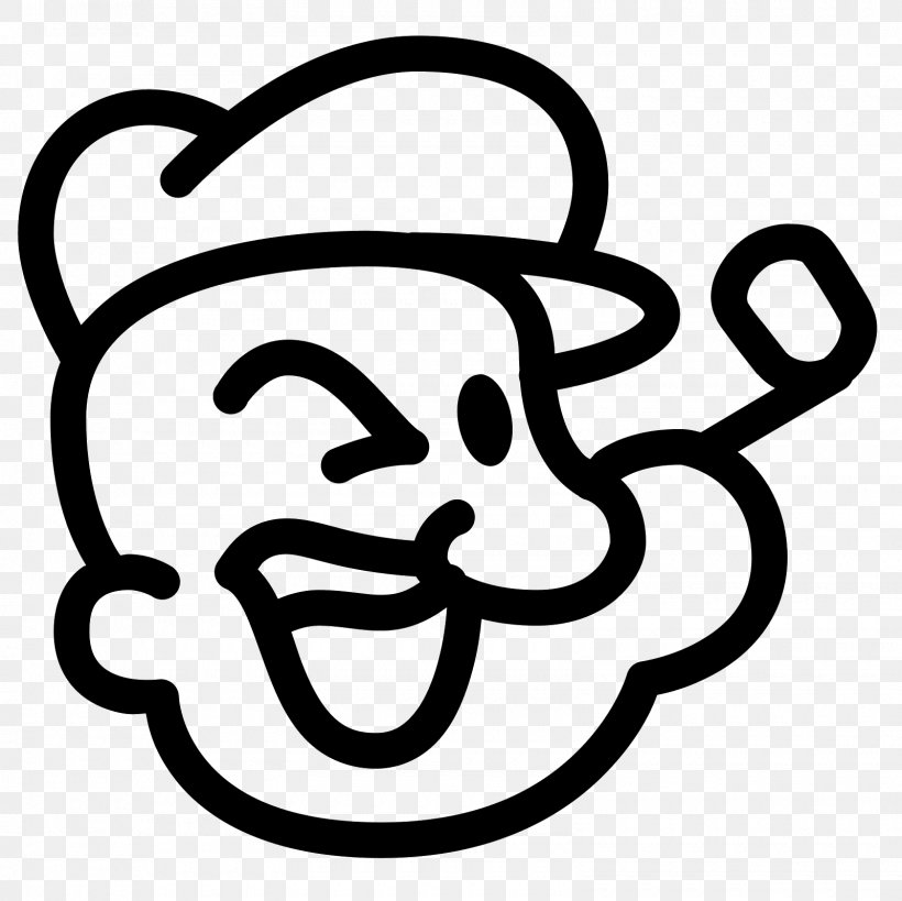 Popeye Clip Art Download, PNG, 1600x1600px, Popeye, Area, Black And White, Cartoon, Face Download Free