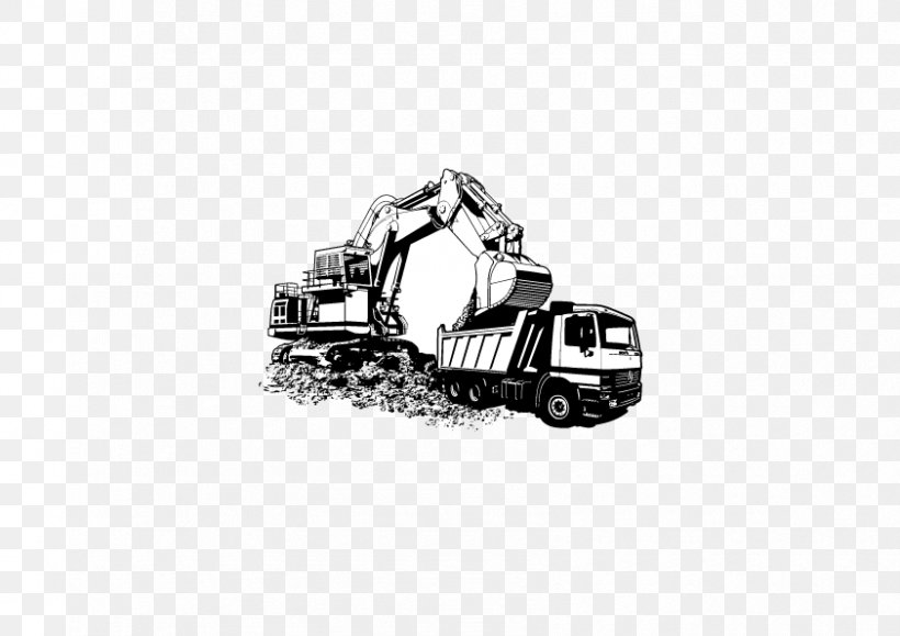 Excavator, PNG, 842x595px, Excavator, Black And White, Brand, Export, Import Download Free