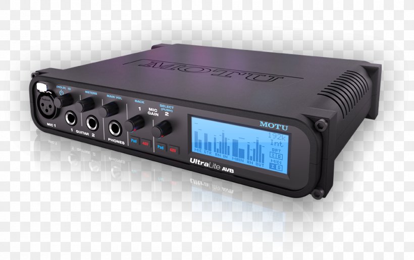 Digital Audio Microphone MOTU Ultralite AVB 18 X 18 Audio Video Bridging Mark Of The Unicorn, PNG, 1000x630px, Digital Audio, Analog Signal, Audio, Audio Equipment, Audio Mixers Download Free