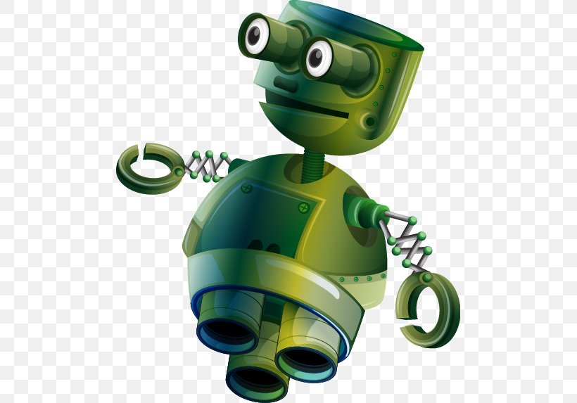 Robot Euclidean Vector Vecteur, PNG, 489x573px, Robot, Amphibian, Drawing, Gradient, Green Download Free