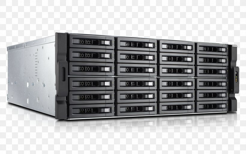 Disk Array QNAP TS-EC2480U-R2 Serial Attached SCSI Serial ATA QNAP ES1640dc NAS Rack Ethernet LAN Black, PNG, 3000x1875px, Disk Array, Audio Receiver, Computer Case, Computer Network, Computer Servers Download Free