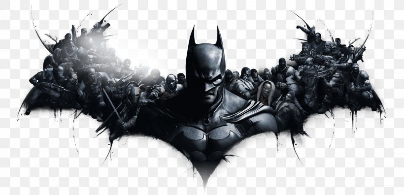 Batman: Arkham Origins 1080p Video Game Desktop Wallpaper High-definition Television, PNG, 1848x894px, 4k Resolution, Batman Arkham Origins, Batman Arkham, Black And White, Fictional Character Download Free