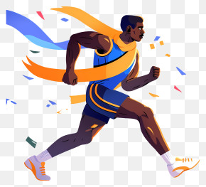 Man Crossing Finish Line - Athlete Running In A Race PNG