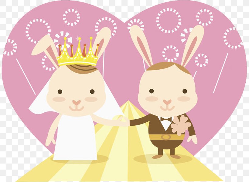 Rabbit Easter Bunny Marriage Clip Art, PNG, 809x601px, Rabbit, Art, Cartoon, Designer, Easter Download Free