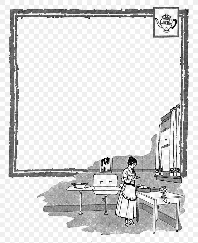 Picture Frames Kitchen Clip Art, PNG, 1305x1600px, Picture Frames, Architecture, Area, Artwork, Black And White Download Free