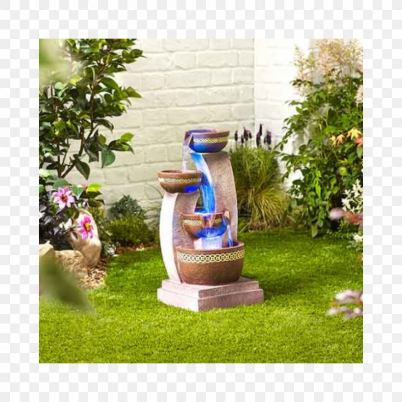 Lighting Water Feature Garden LED Lamp, PNG, 900x900px, Light, Bird Baths, Fence, Flowerpot, Fountain Download Free