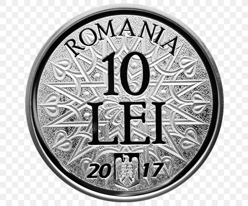 Coins Of The Romanian Leu Coins Of The Romanian Leu Silver, PNG, 680x680px, 2 Euro Coin, Coin, Black And White, Coins Of The Romanian Leu, Commemorative Coin Download Free