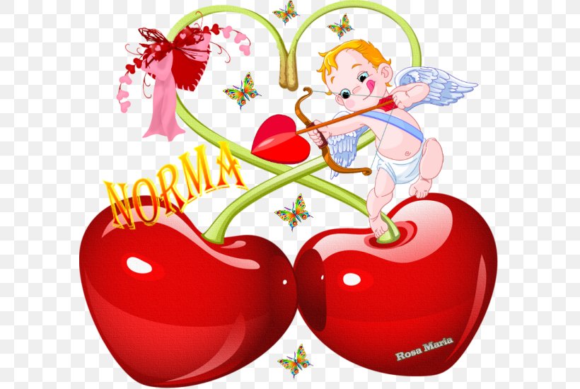 Heart Valentine's Day Cherry Clip Art, PNG, 595x550px, Watercolor, Cartoon, Flower, Frame, Heart Download Free