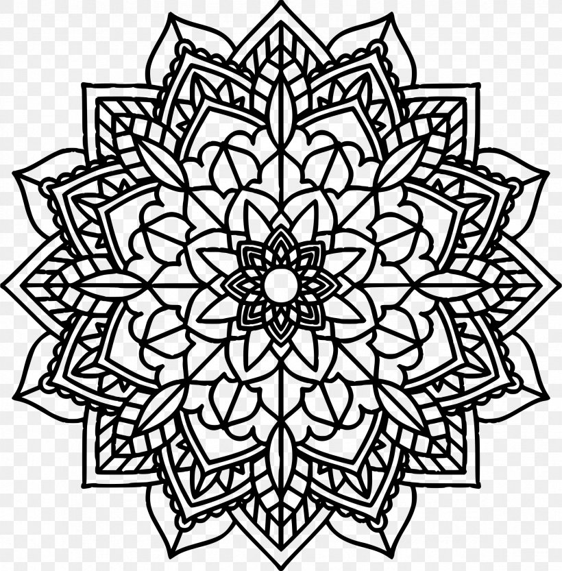 Coloring Book, PNG, 2362x2400px, Mandala, Area, Black And White, Child, Color Download Free